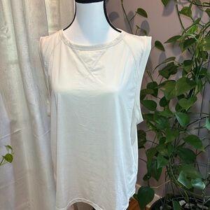 Fabletics Cream Muscle Tee Relaxed Sleeveless